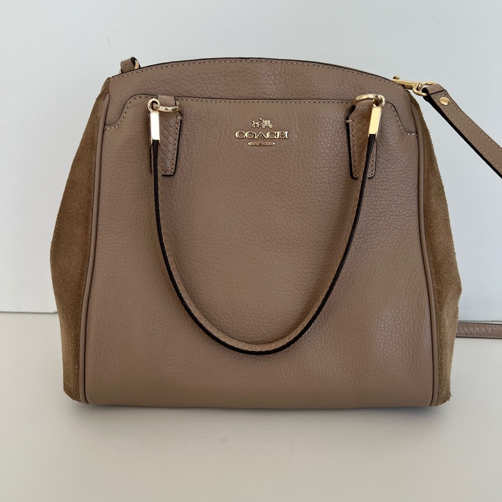 Coach leather and suede satchel bag